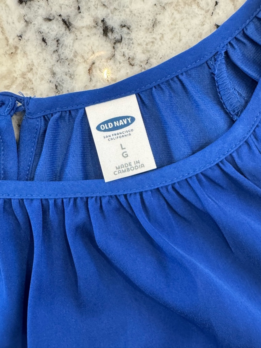 Old Navy Royal Blue Blouse Size Large Flowy 3/4 Sleeve Top - Picture 5 of 11